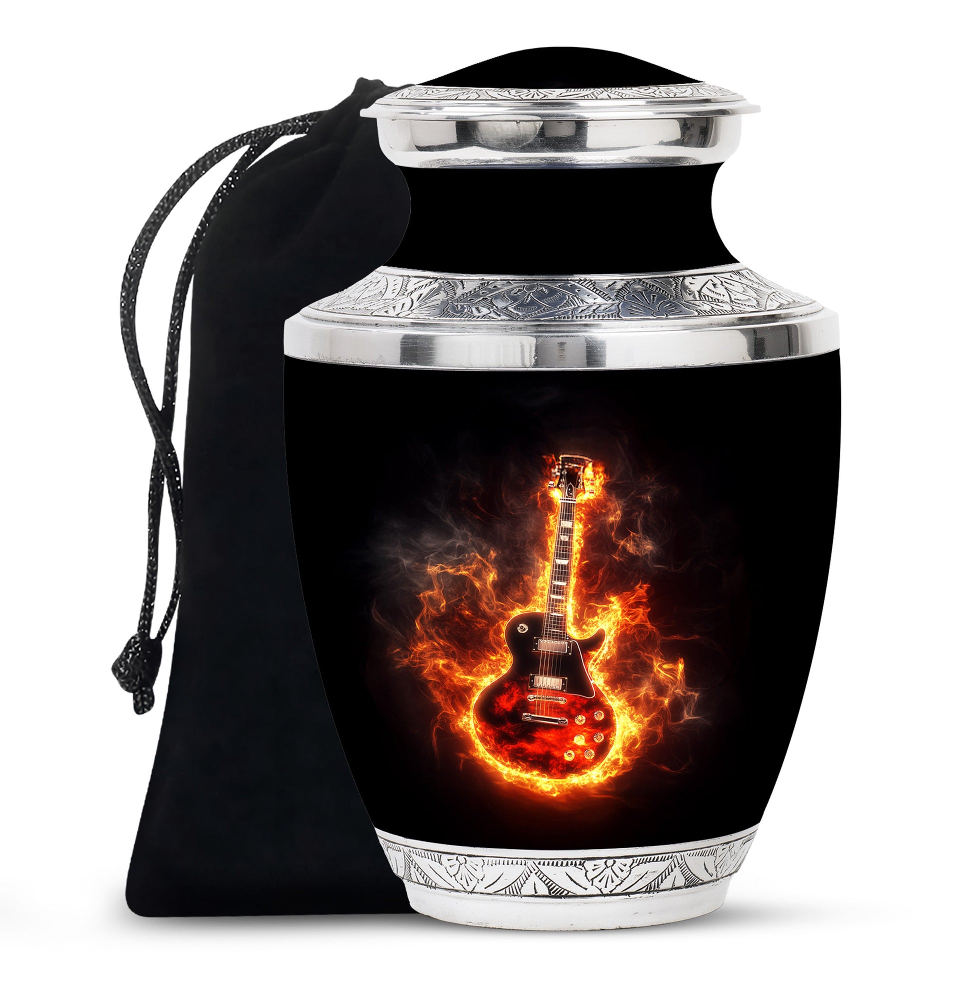 Flaming Guitar Themed Urn - A Peaceful Tribute Urn For Music Lovers