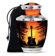 Sunset Black Guitar Urn - Personalized Funeral Urns For Human Ashes