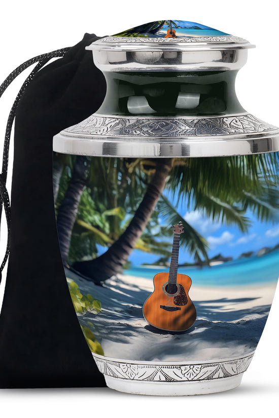 Beach Guitar Cremation Urn - Memorial Urn for Adult Male & Female