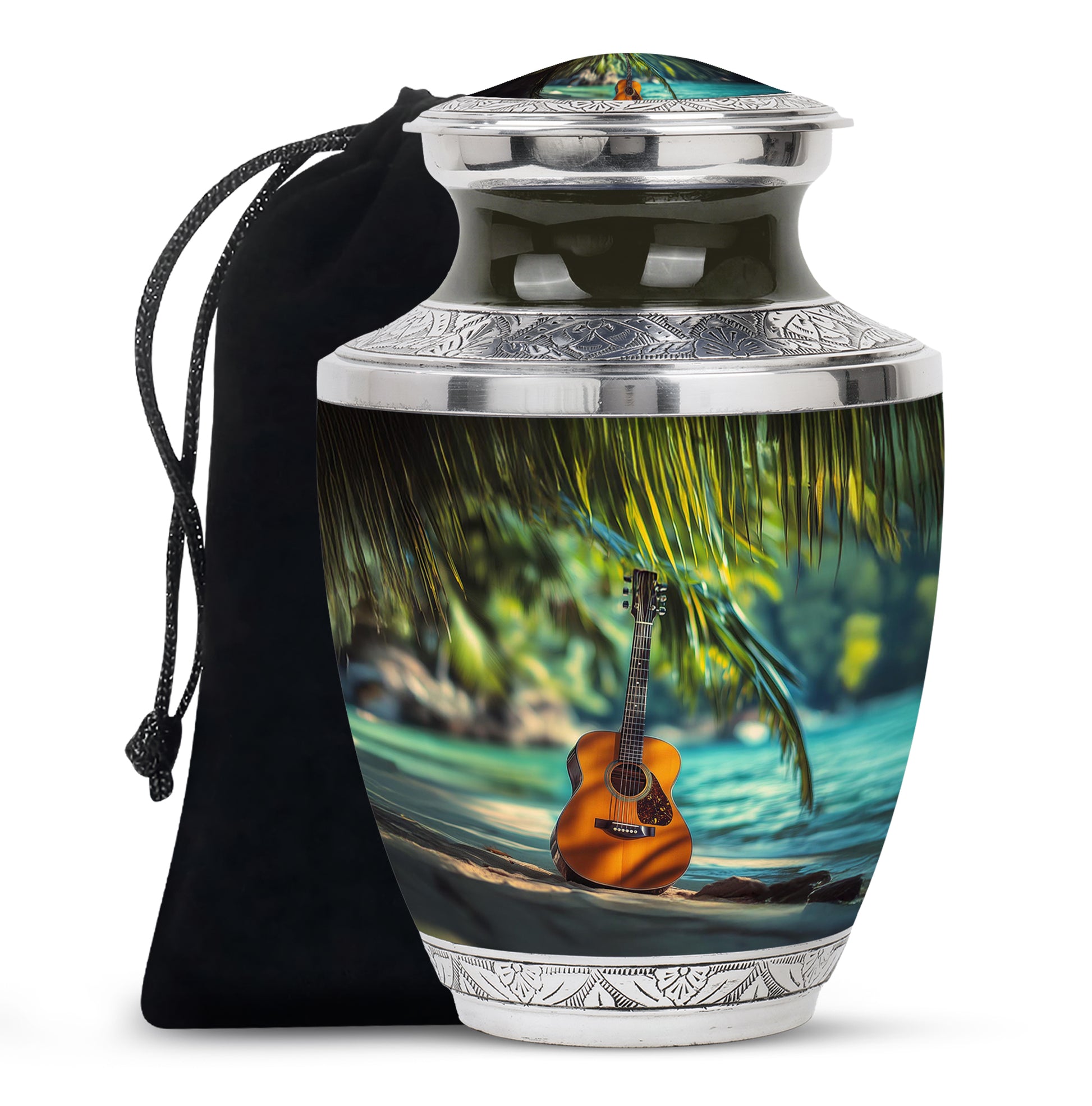 Ocean Guitar Urns -Tropical Cremation Memorial Urn For Loved Ones