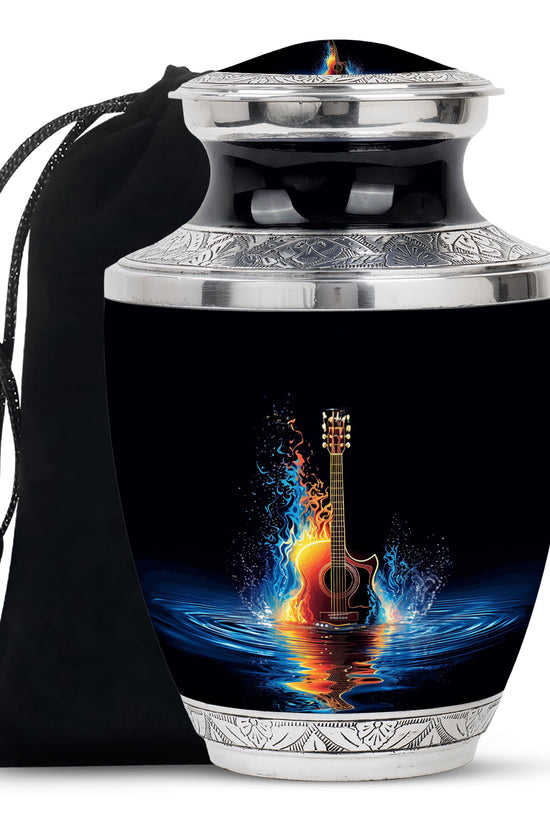 Fire & Water Cremation Guitar Urn - Artistic Funeral Urn For Human ashes