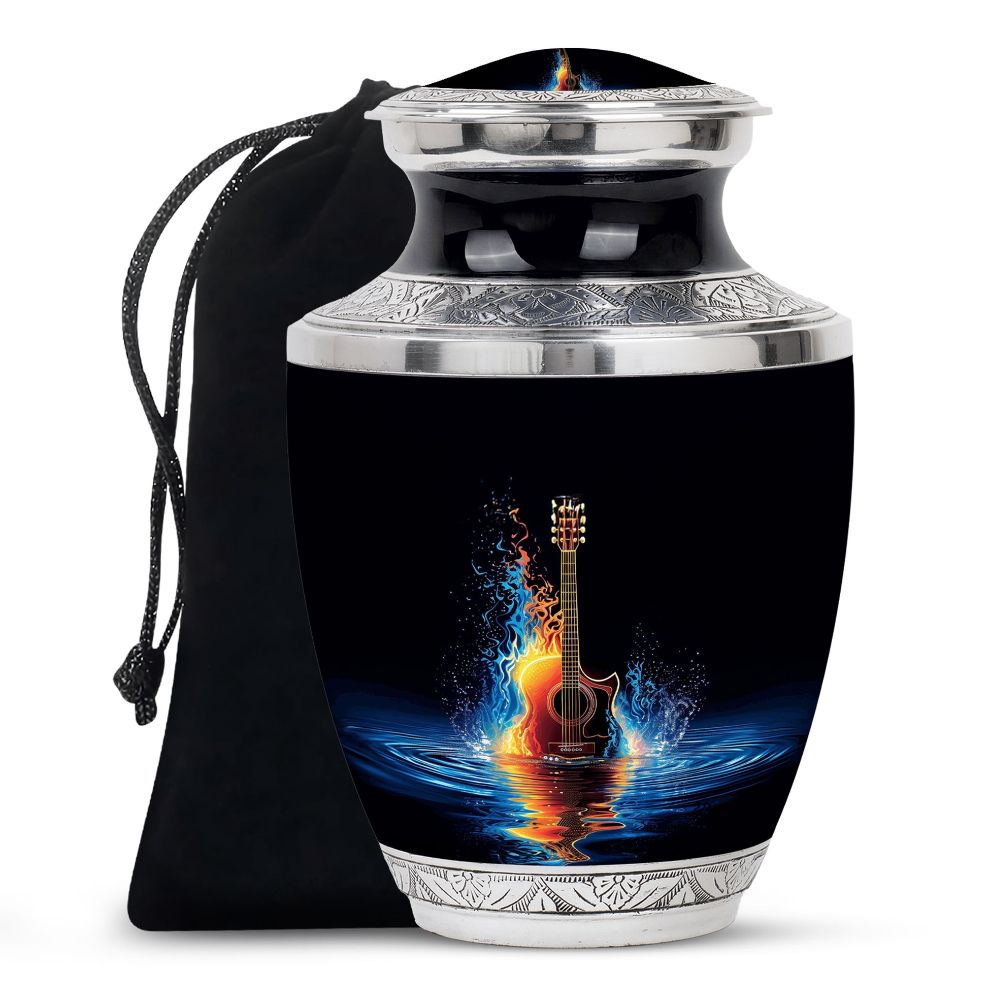Fire & Water Cremation Guitar Urn - Artistic Funeral Urn For Human ashes