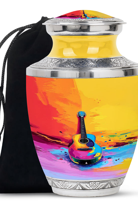 Multicolor Guitar Cremation Urn - Memorial Urn For Ashes