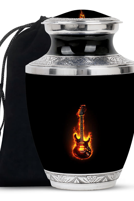Flame Guitar Cremation Urn - Premium Urn For Human Ashes