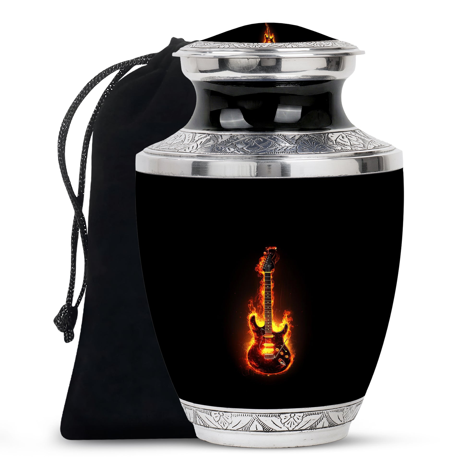 Flame Guitar Cremation Urn - Premium Urn For Human Ashes