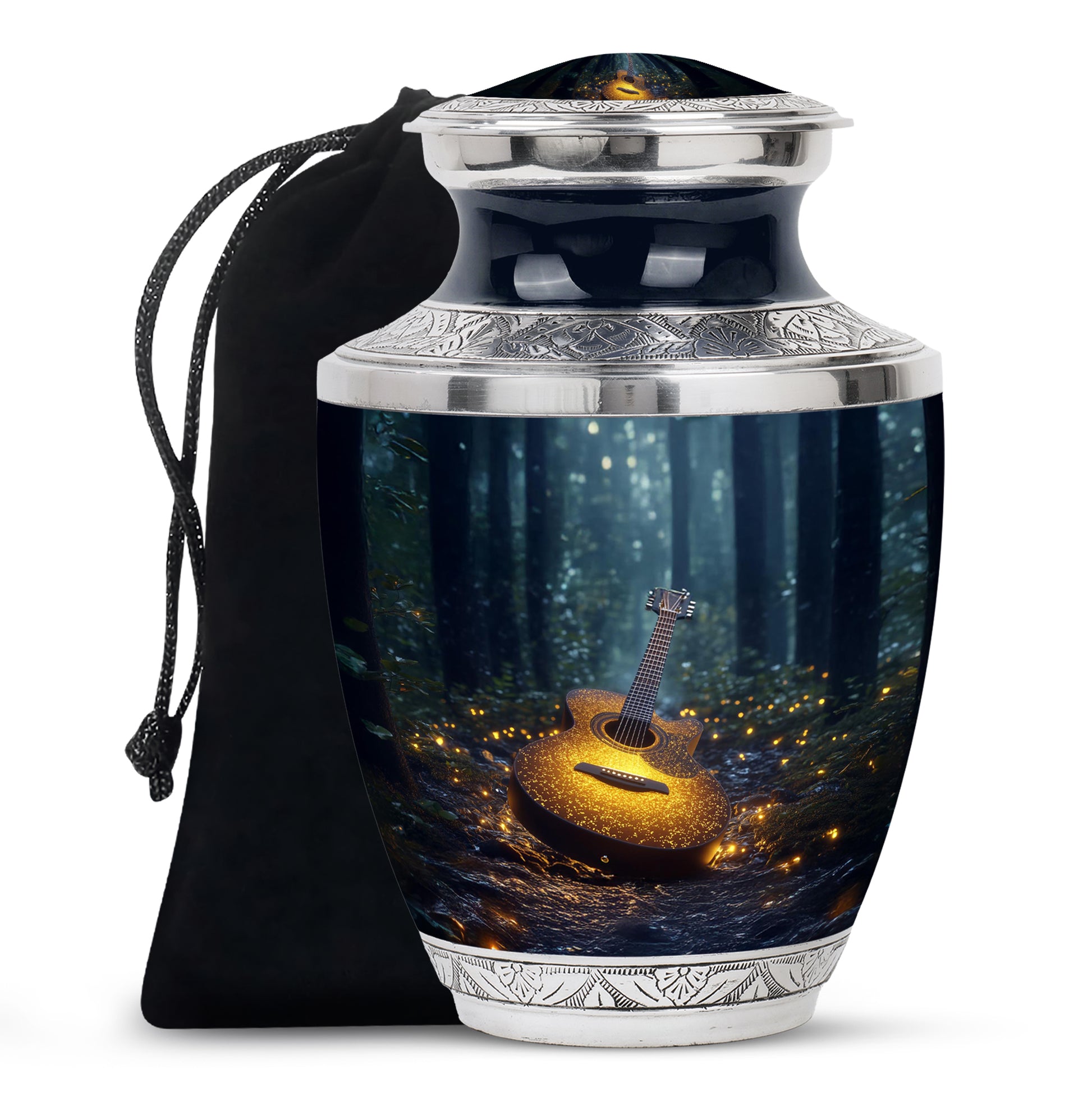 Gloden Guitar Memorial Urn - Premium Cremation Urn For Loved One Ashes