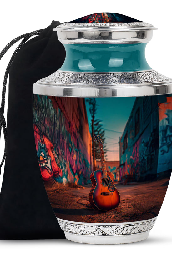 Street Art Guitar Memorial Urn - Unique Urn For Adult Ashes