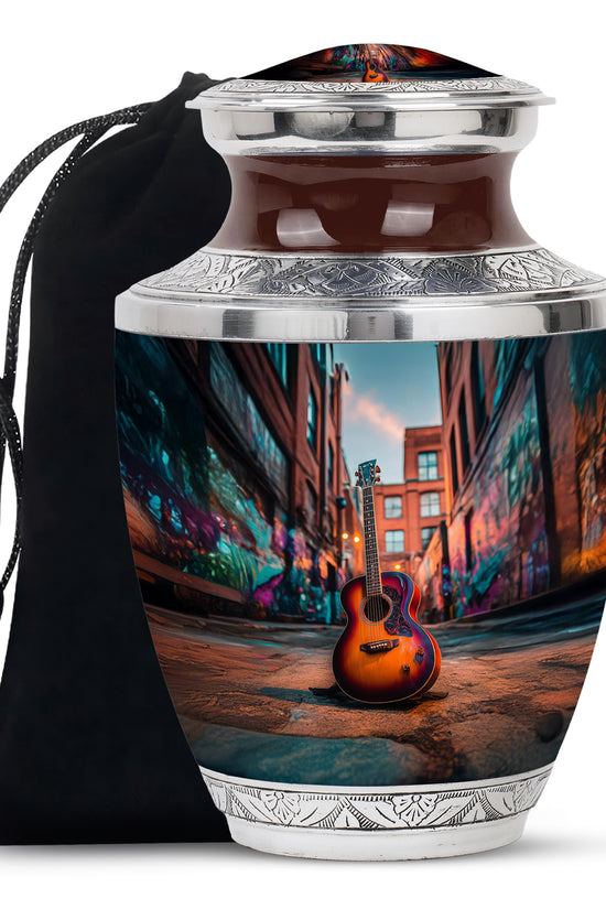 Modern Guitar Memorial Urn - Large Adult Cremation Urn For Ashes