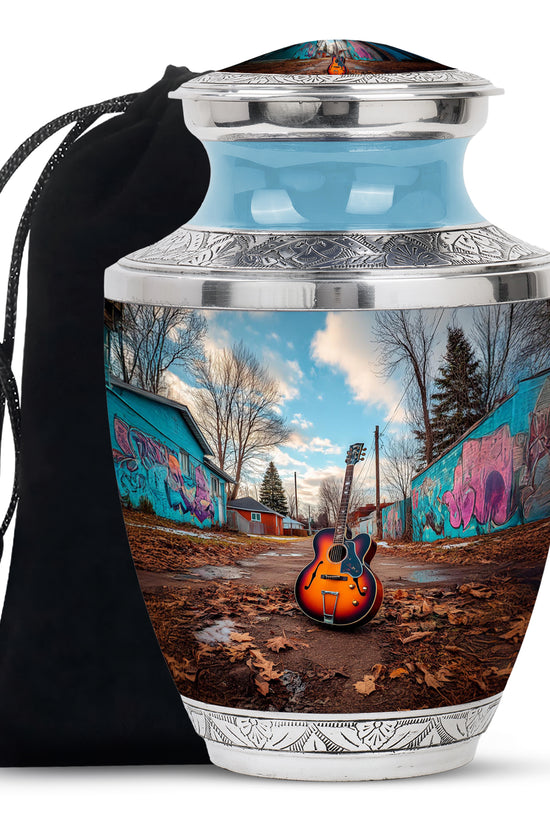 Guitar Memorial Cremation Urn - Music Theme Funeral Urn for Human Ashes