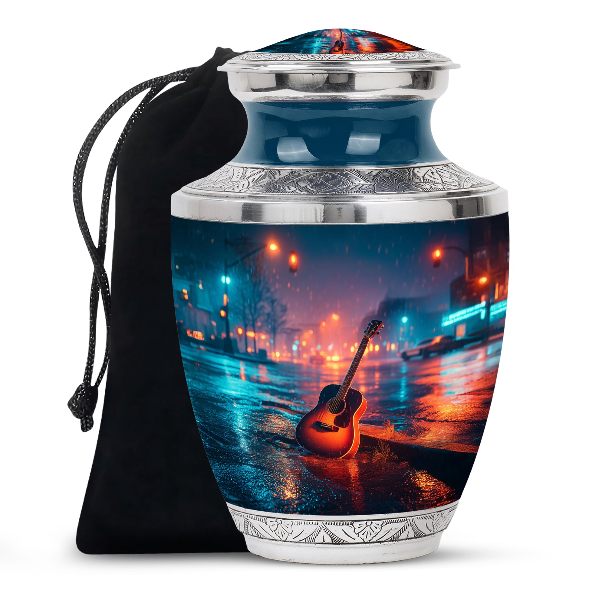 Guitar Cremation Urn - Street Music Theme Memorial Urn For Human Ashes