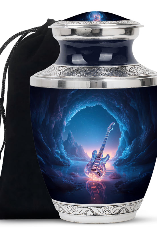 Crystal Guitar Memorial Urn - Music Theme Cremation Urn For Adult Ashes