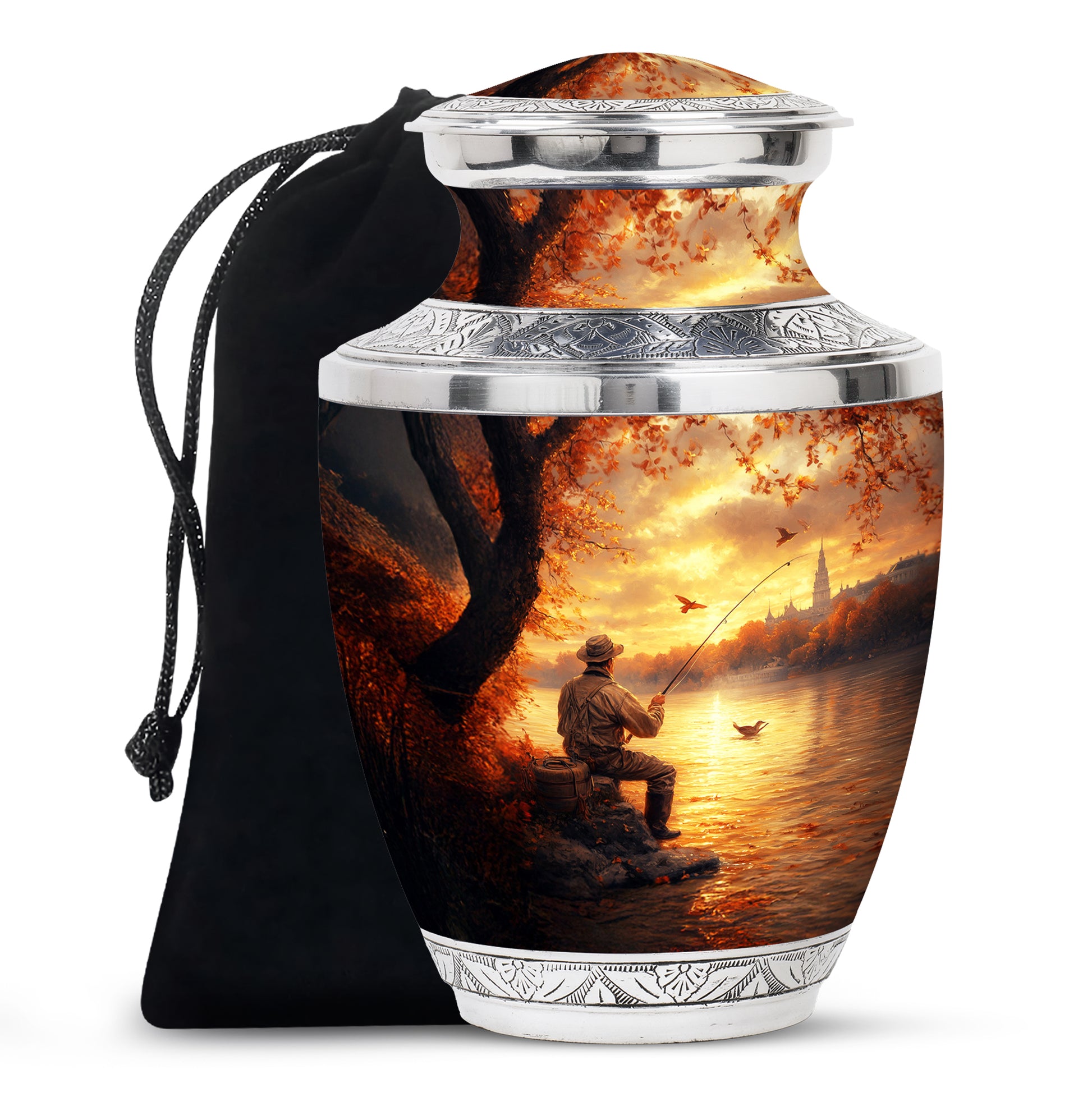 Father Cremation Urn - Fishing Themed Burial Urns For Father Ashes