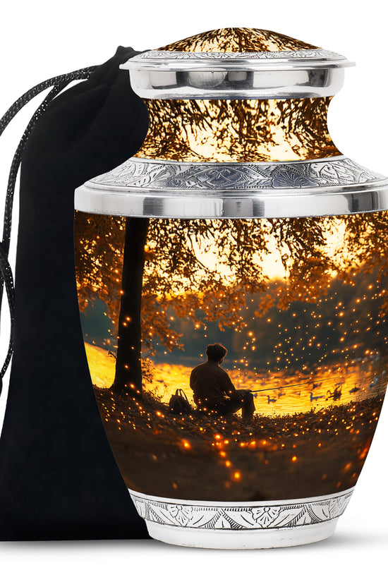 Fishing Sunset Themed Urn - Beautiful Cremation Urns For Male Ashes