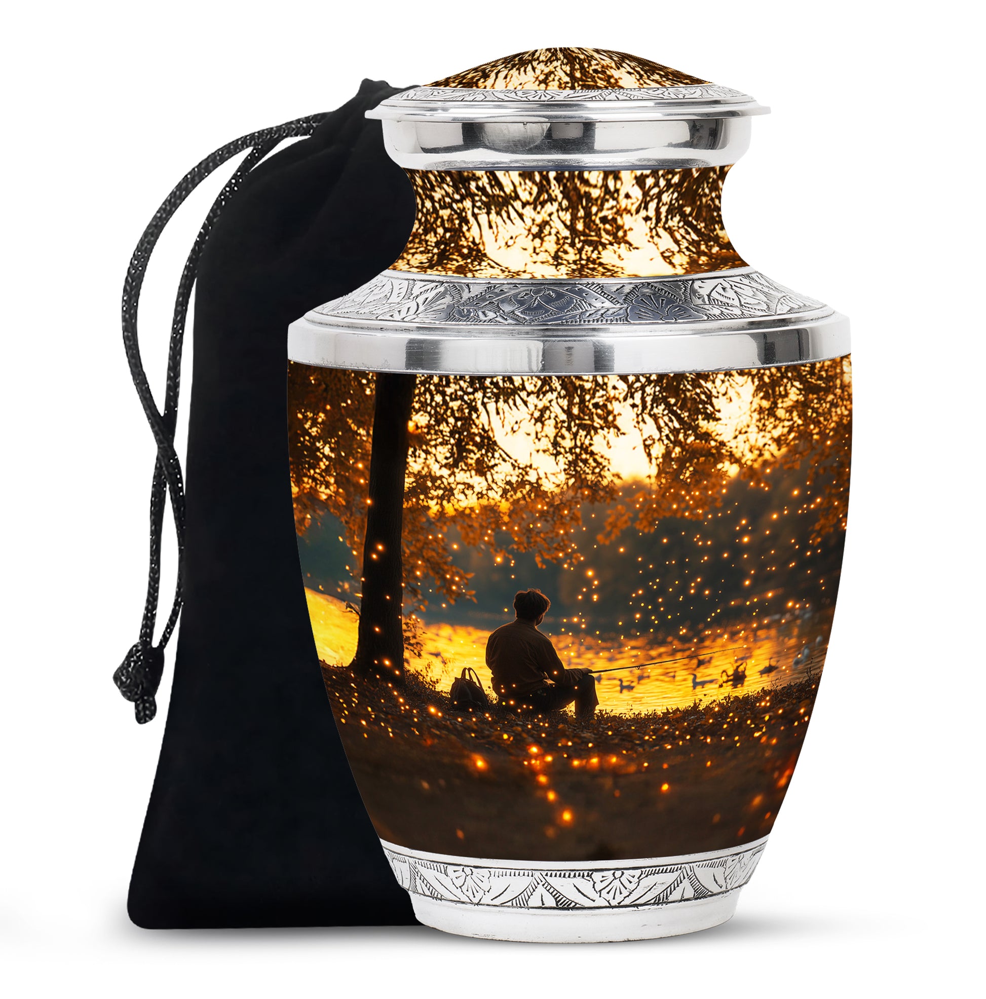 Fishing Sunset Themed Urn - Beautiful Cremation Urns For Male Ashes