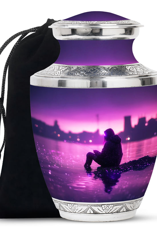 Purple Night Fishing Cremation Urn - Unique Decorative Memorial Urns