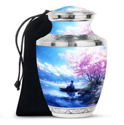 Beautiful Artistic Fishing Cremation Urn - Floral Urns For Human Ashes