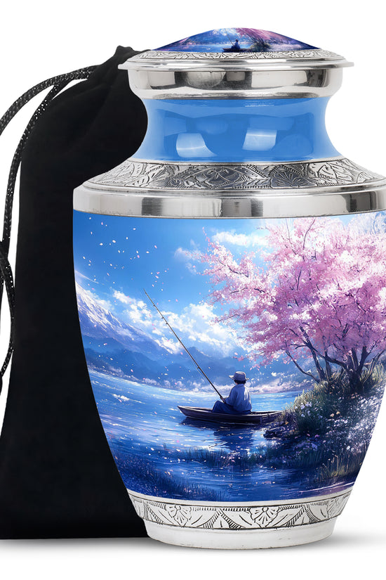Lakeside Fishing Memorial Urn - Beautiful Cremation Urn For Human Ashes