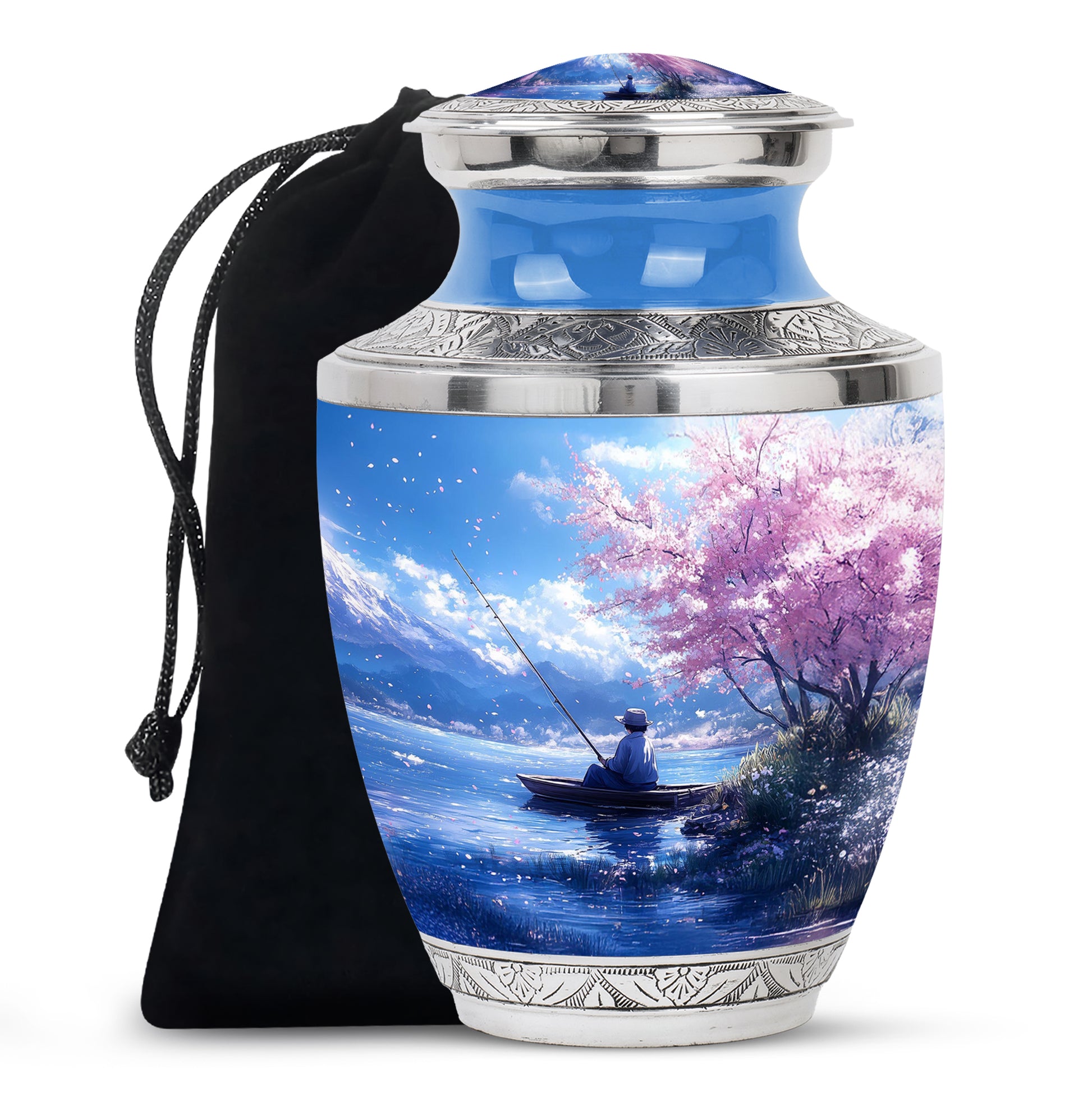 Lakeside Fishing Memorial Urn - Beautiful Cremation Urn For Human Ashes