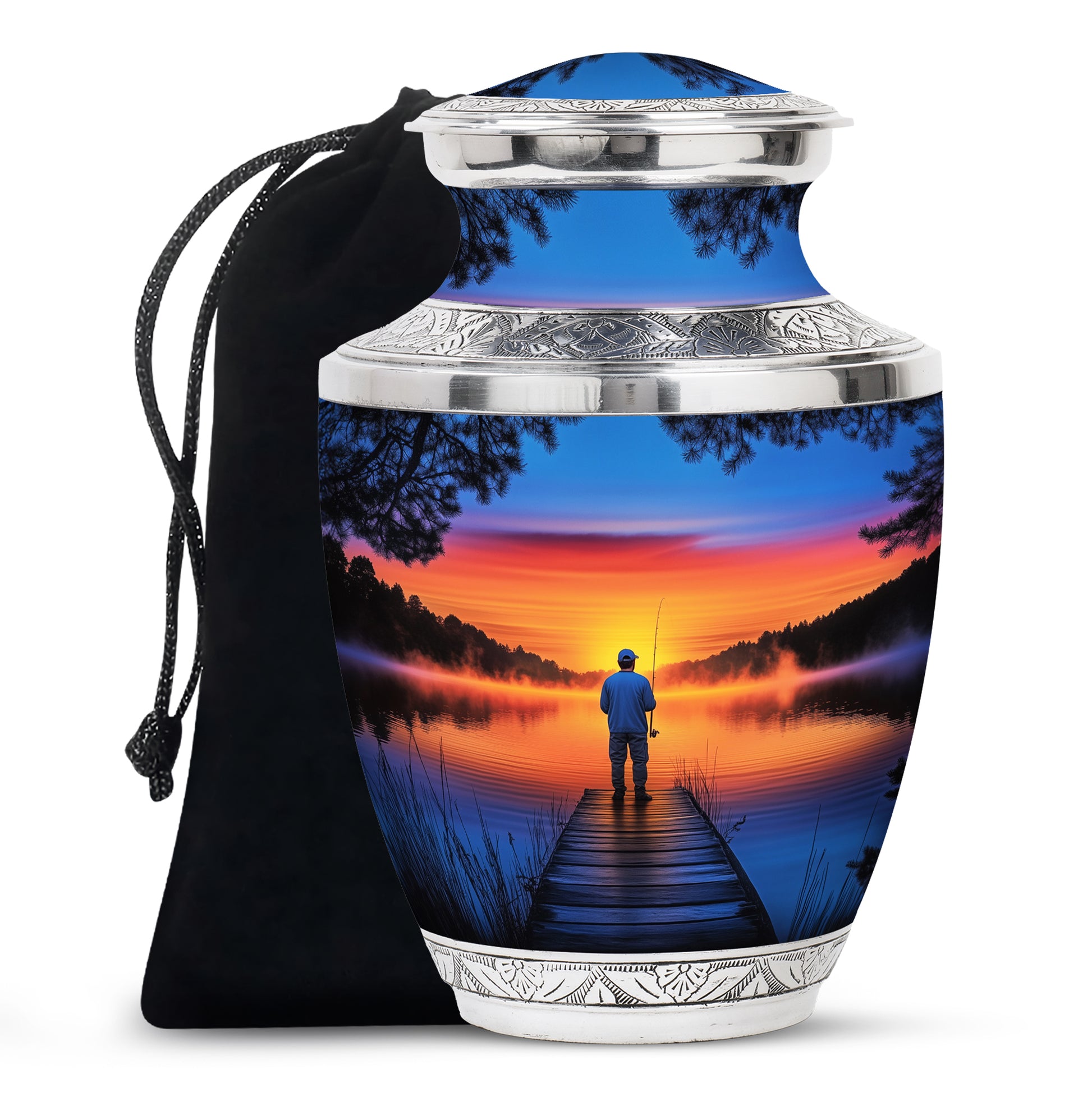 Fishing Sunset Cremation Urn - Elegant Memorial Funeral Urns For Ashes