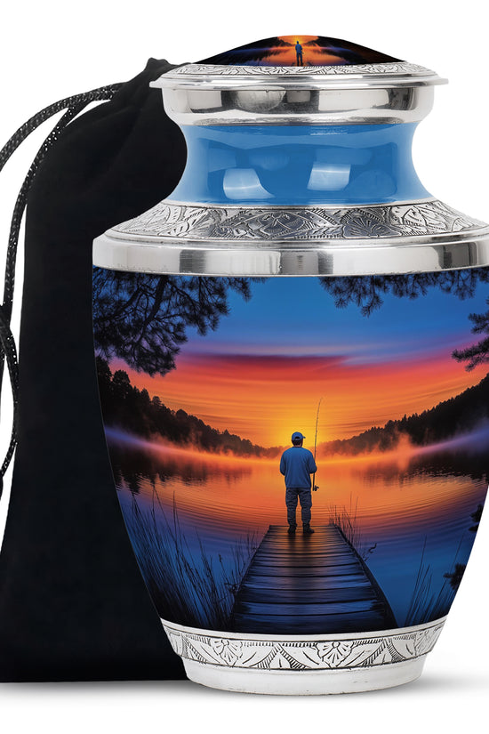 Sunset Fishing Memorial Urn - Beautiful Sunset Memorial Urn For Adult Male