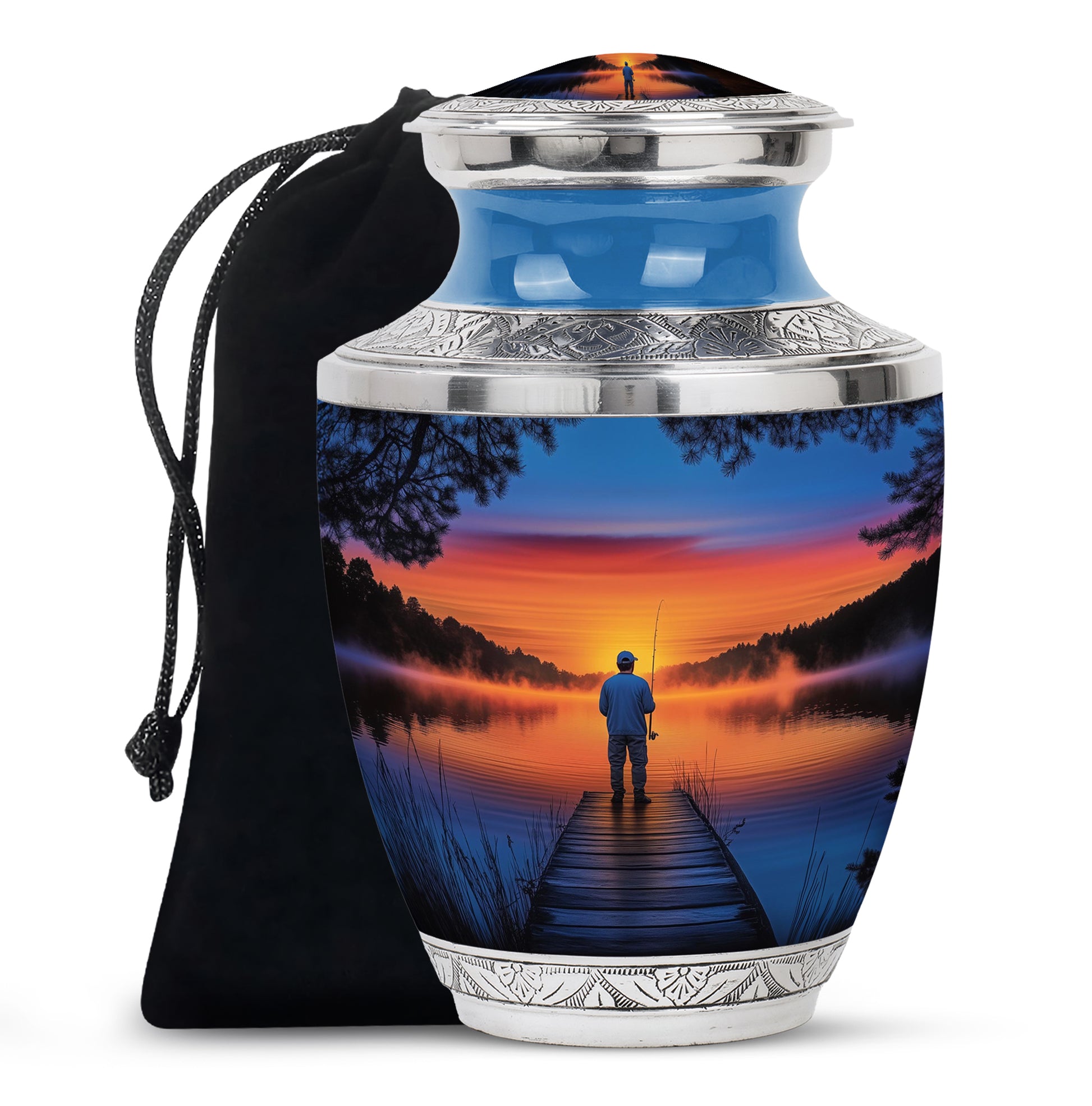 Sunset Fishing Memorial Urn - Beautiful Sunset Memorial Urn For Adult Male