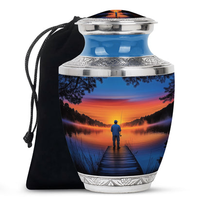 Sunset Fishing Memorial Urn - Beautiful Sunset Memorial Urn For Adult Male