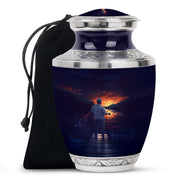 Peaceful Fishing Cremation Urn - Scenic Lake Cremation Urn For Human Ashes