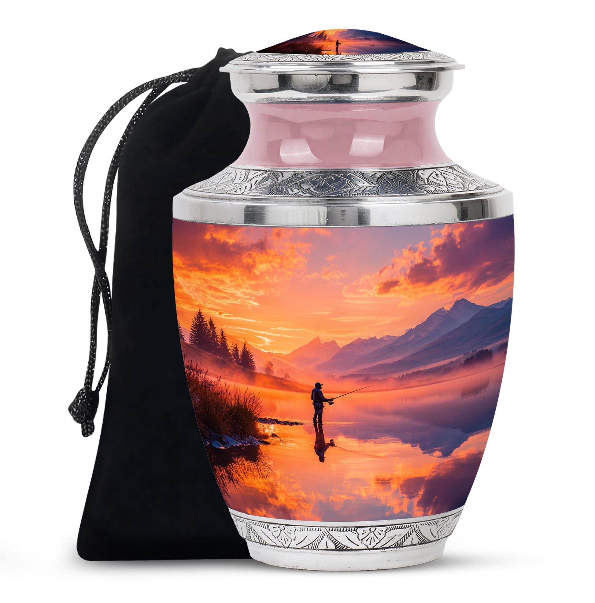 Lake Fishung Memorial Urn - Mountain Funeral Urn For Adult Ashes