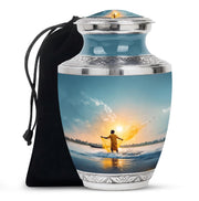 Ocean Fishing Cremation Urn - Sunrise Coastal Memorial Urn For Ashes