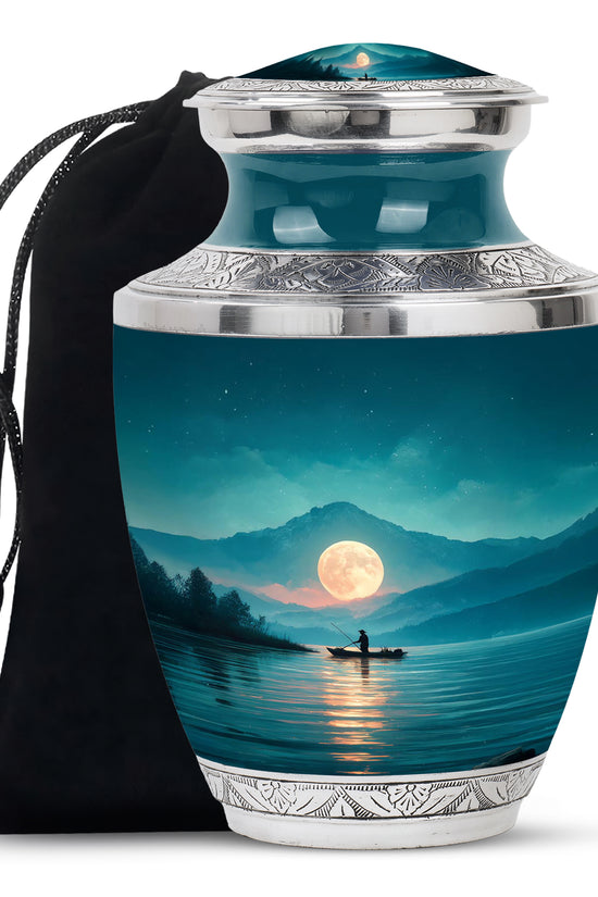 Moon Fishing Cremation Urn - Night Sky Cremation Urn For Burial
