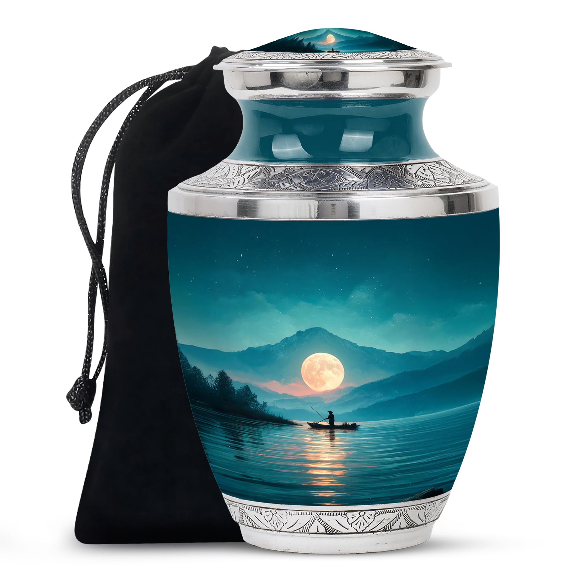 Moon Fishing Cremation Urn - Night Sky Cremation Urn For Burial