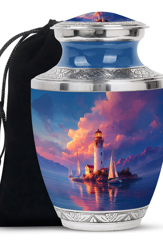 Sunset Lighthouse Memorial Urn - Ocean Cremation Urn For Human Ashes