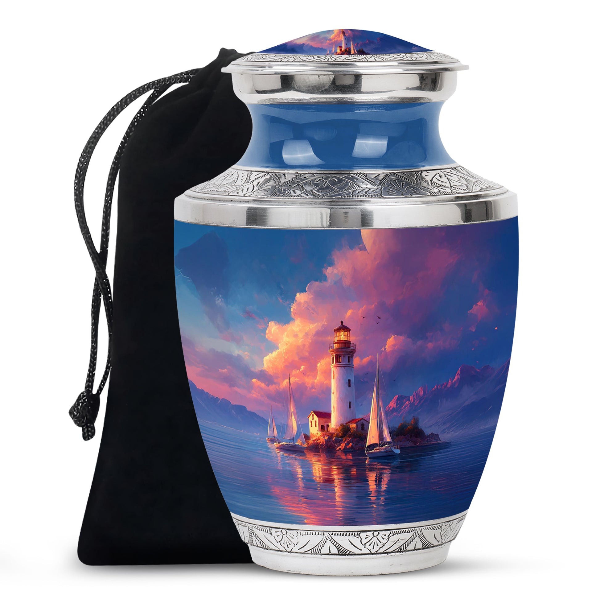 Sunset Lighthouse Memorial Urn - Ocean Cremation Urn For Human Ashes