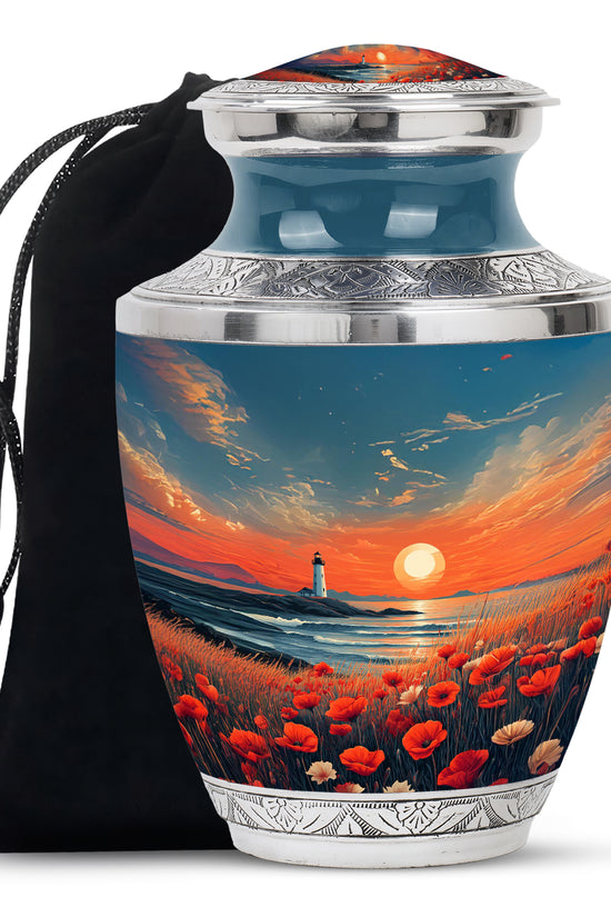 Peaceful Ocean Sunset Funeral Urn - Artistic Cremation Urn For Adults