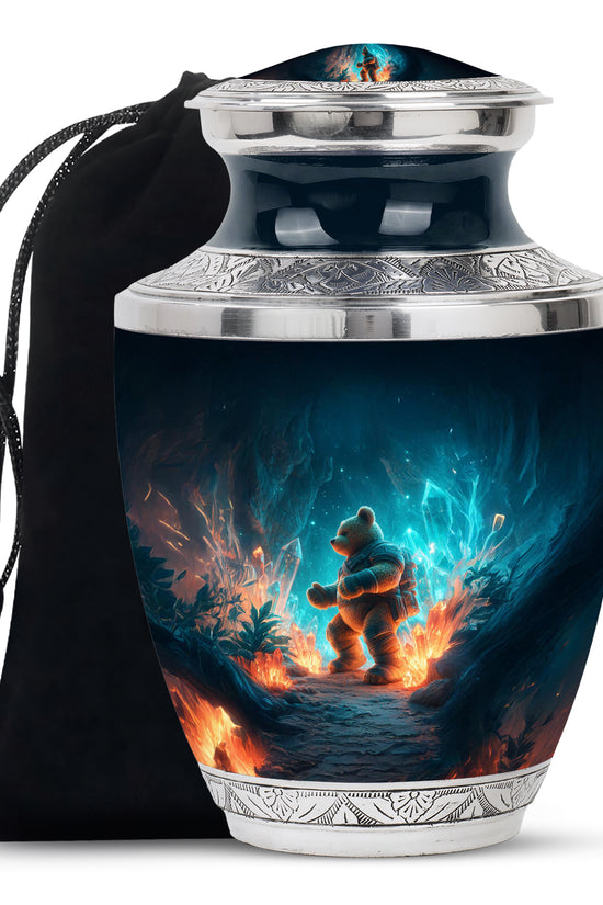 Adventure Teddy Bear Cremation Urn - Beautiful Memorial Urn For Male & Female