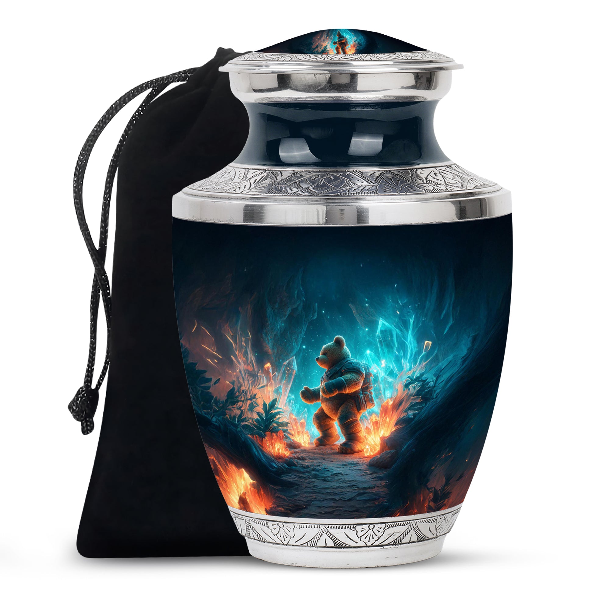 Adventure Teddy Bear Cremation Urn - Beautiful Memorial Urn For Male & Female