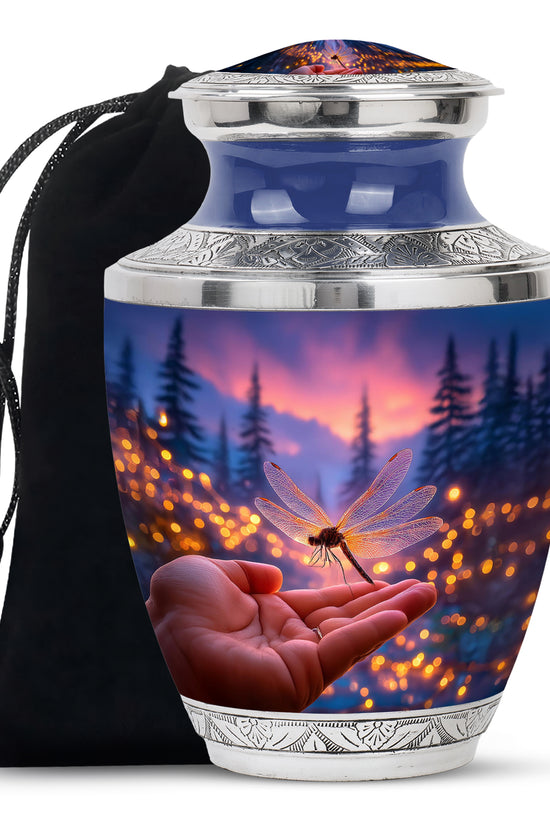 Dragonfly Forest Memorial Urn - Sunset Cremation Urn For Loved Ones