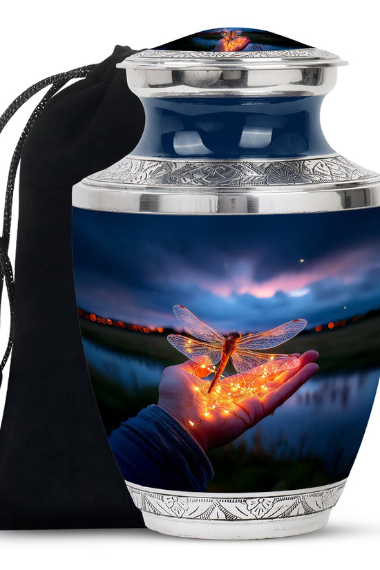 Golden Glow Dragonfly Funeral Urn - Beautiful Memorial Urn For Human Ashes