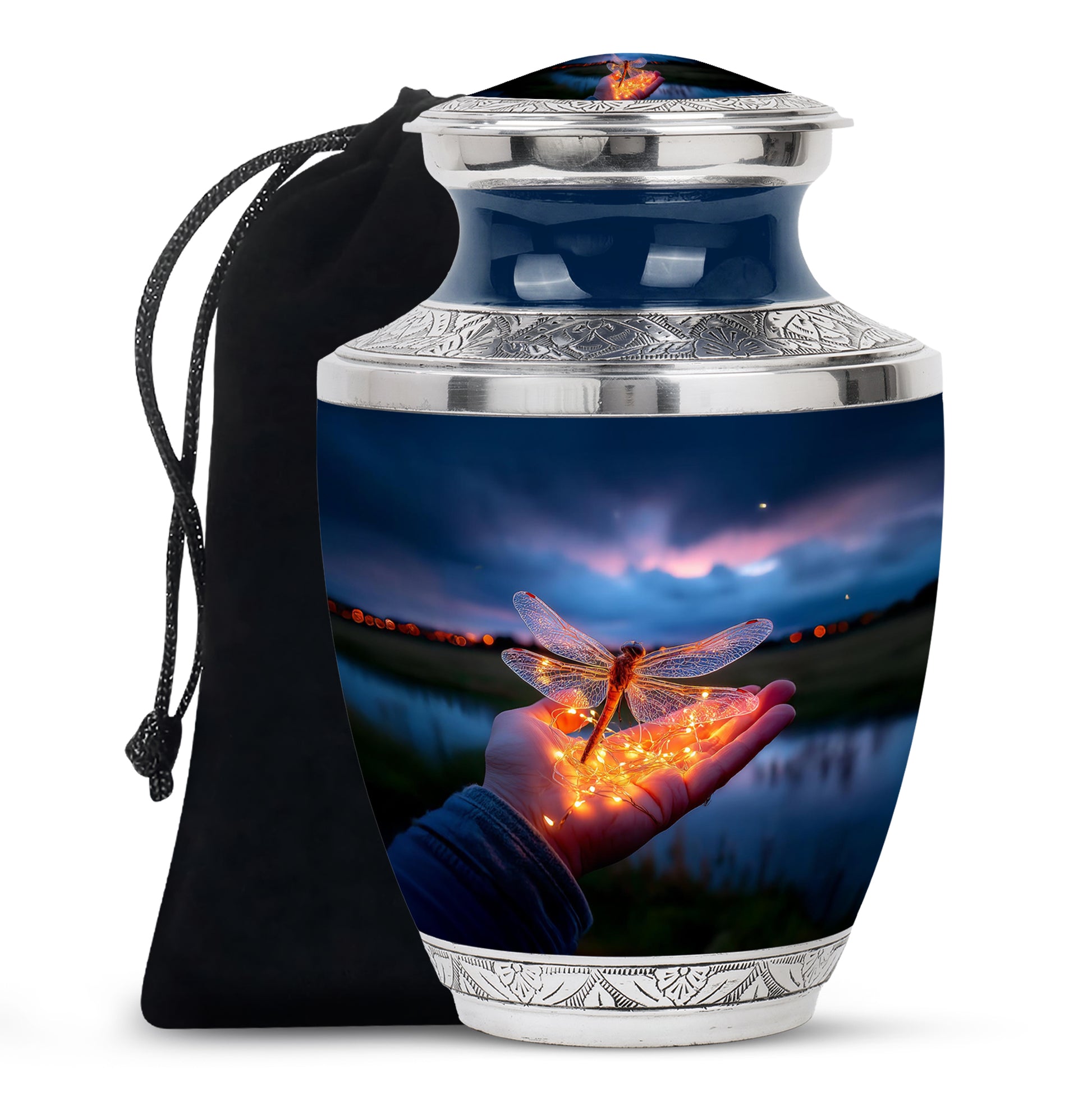 Golden Glow Dragonfly Funeral Urn - Beautiful Memorial Urn For Human Ashes