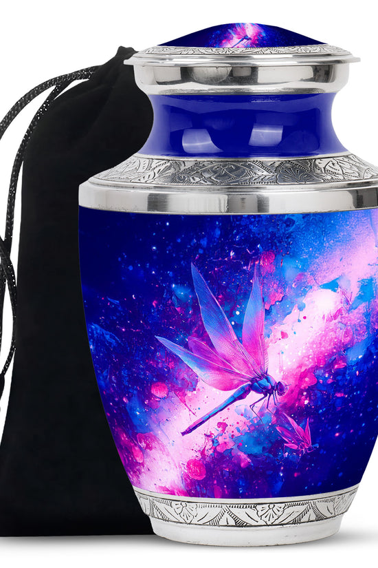 Purple Dragonfly Cremation Urn - Artistic Memorial Urn For Human Ashes