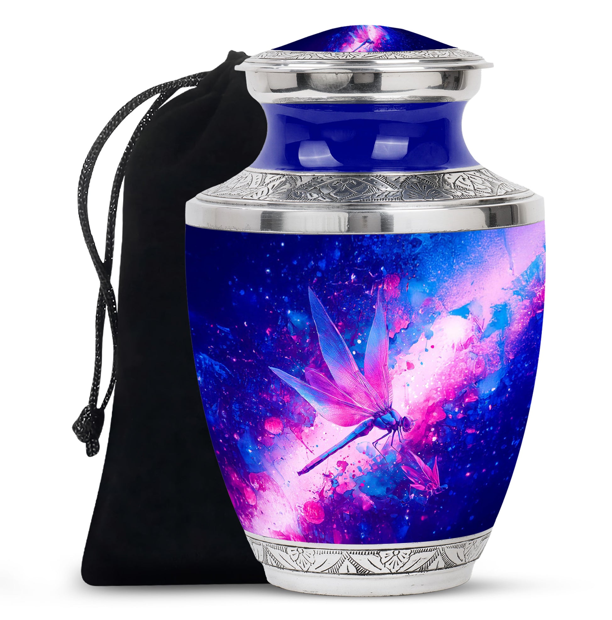 Purple Dragonfly Cremation Urn - Artistic Memorial Urn For Human Ashes