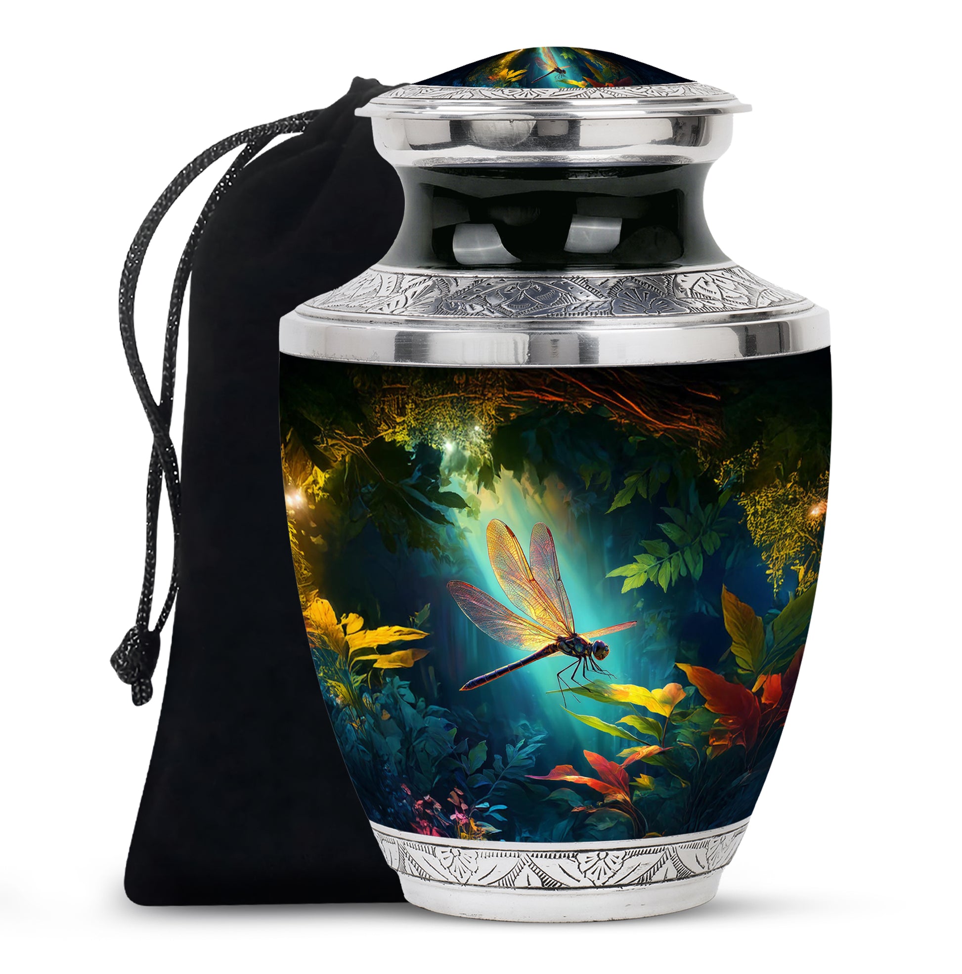 Unique Dragonfly Cremation Urn - Forest Funeral Urn For Male & Female