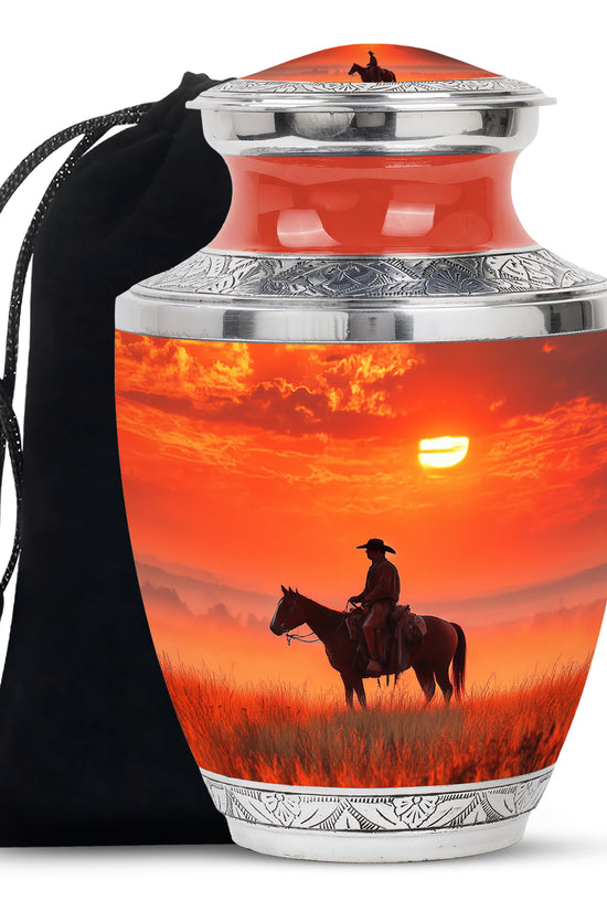 Horserider Funeral Urns - Beautiful Sunrise Container For Human Ashes