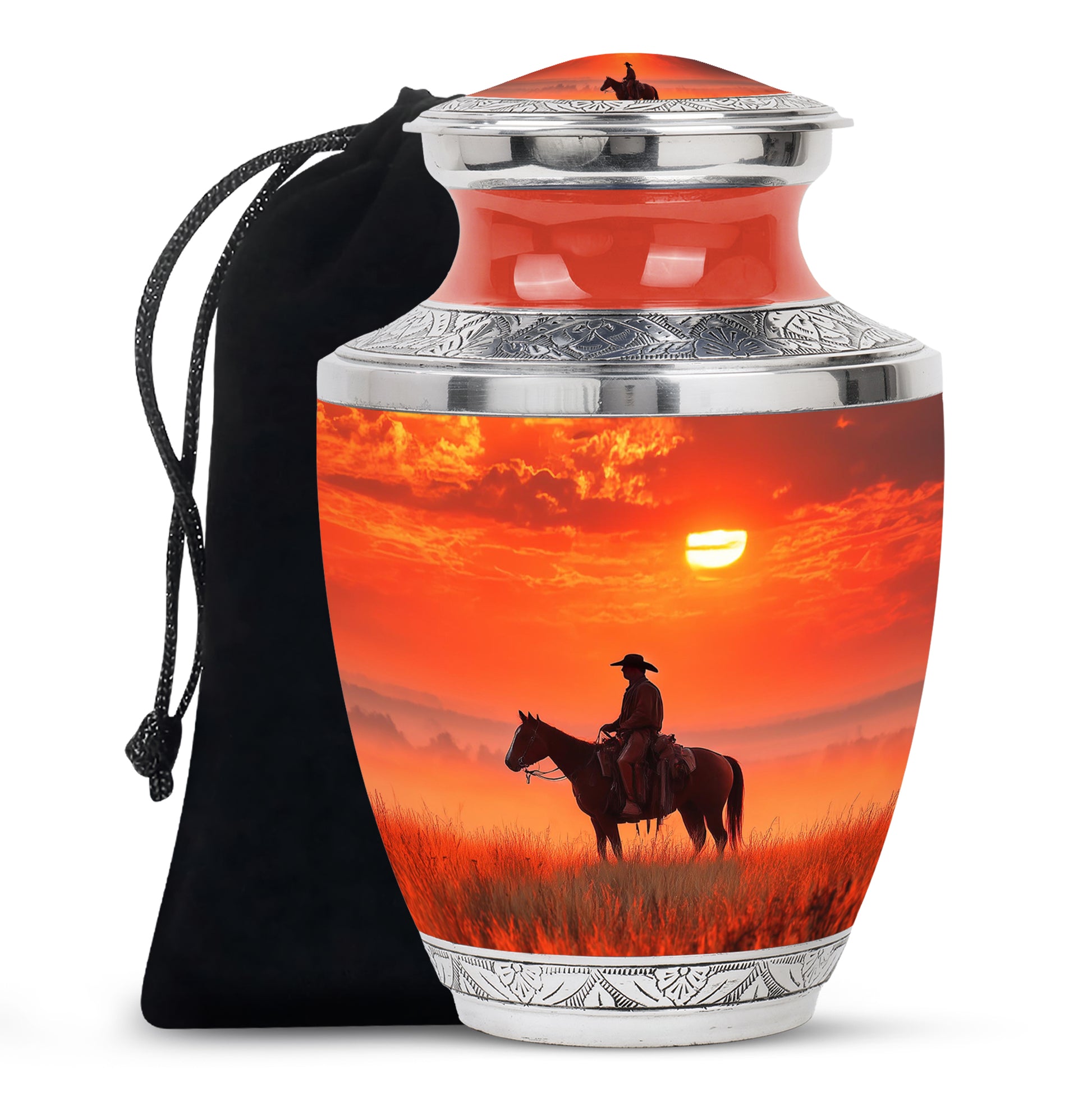 Horserider Funeral Urns - Beautiful Sunrise Container For Human Ashes