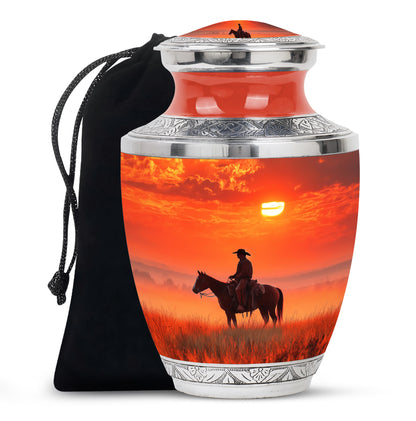 Horserider Funeral Urns - Beautiful Sunrise Container For Human Ashes