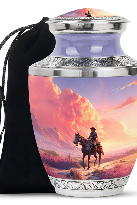 Cowboy Themed Funeral Urns - Beautiful Clowds Mountain Urns For Human Ashes