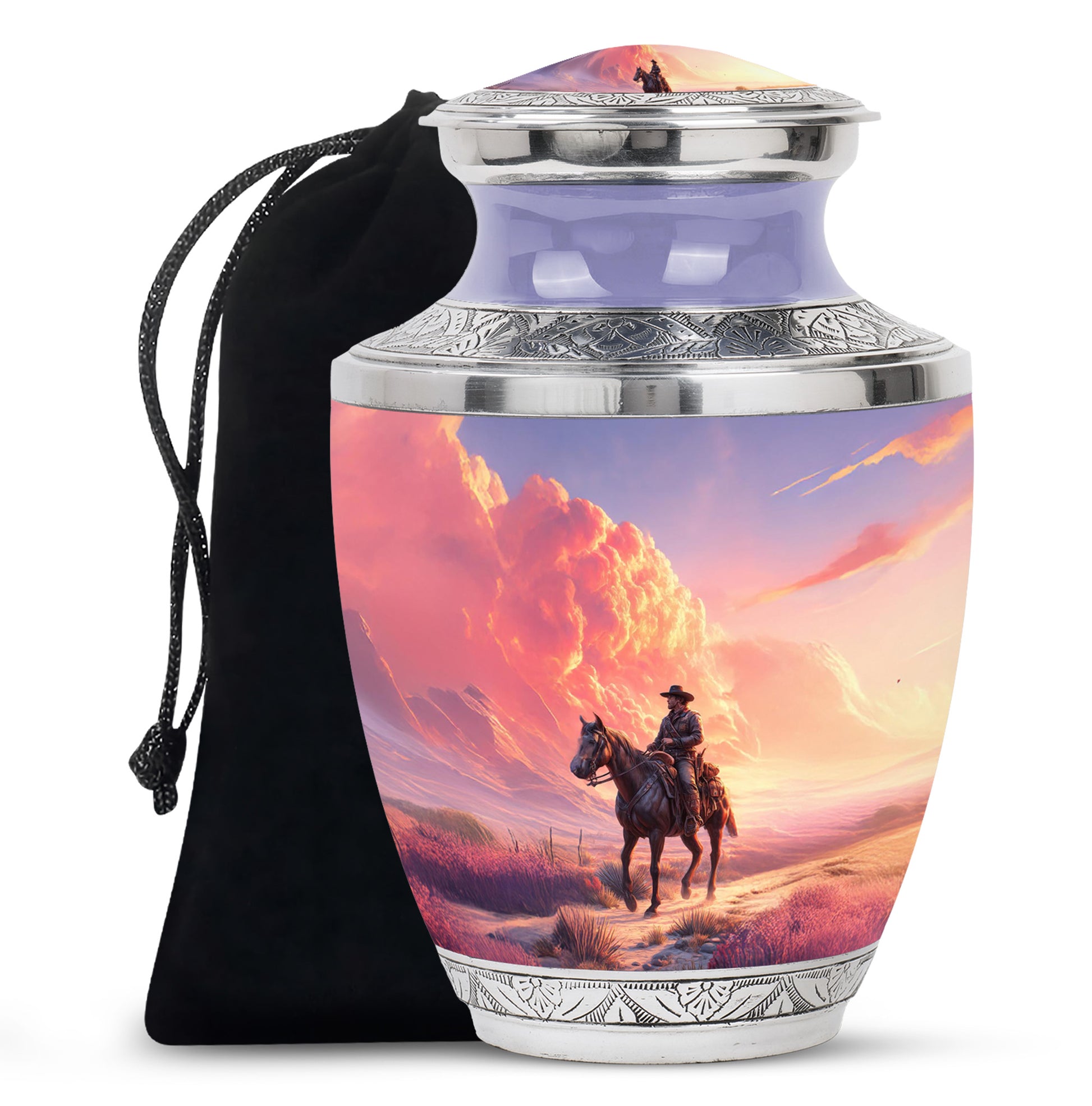 Cowboy Themed Funeral Urns - Beautiful Clowds Mountain Urns For Human Ashes