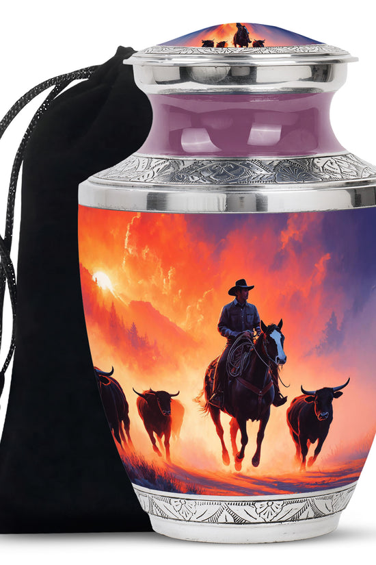 Cowboy Cremation Urns For Ashes - Sunset Memorial Urns For Pet Ashes