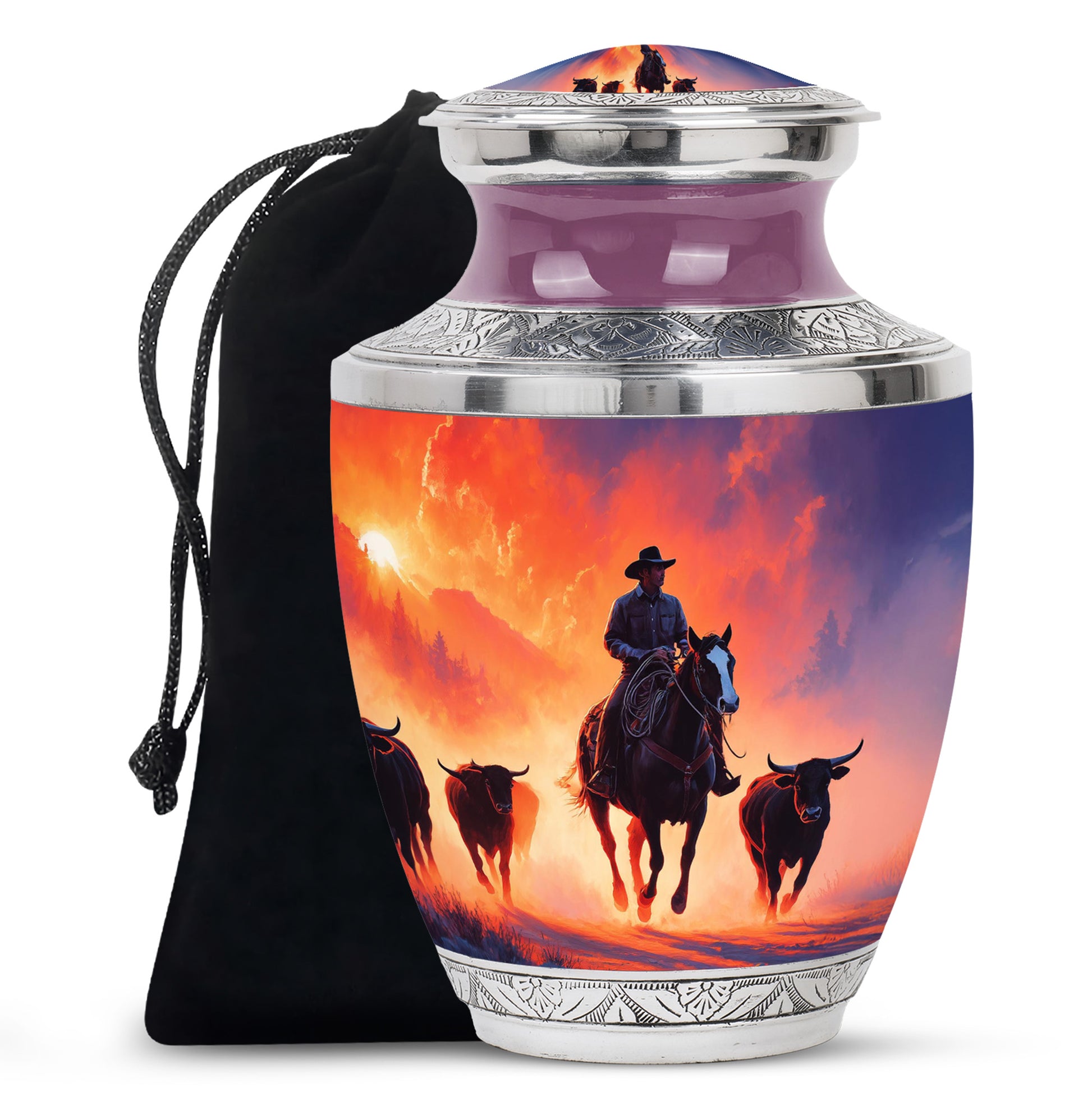 Cowboy Cremation Urns For Ashes - Sunset Memorial Urns For Pet Ashes