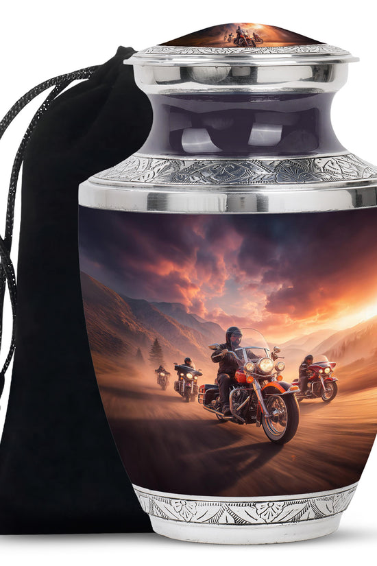 Motorcycle Riders Cremation Urn - Biker Memorial Urn For Loved Ones